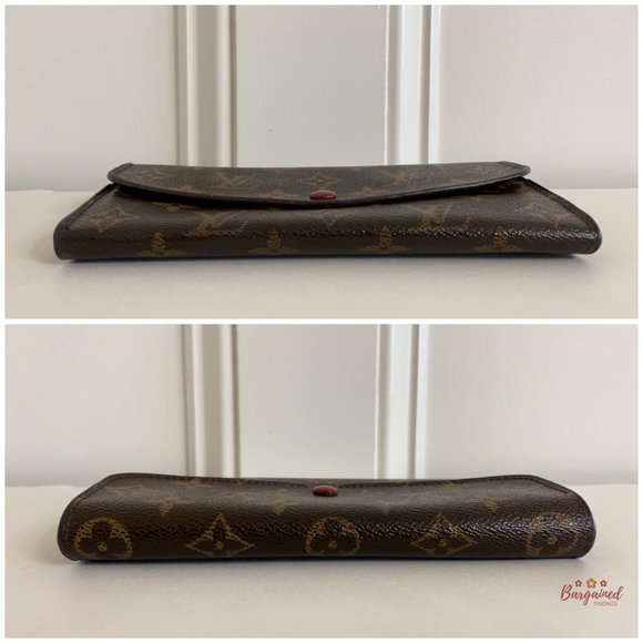 Authentic Louis Vuitton Monogram Canvas Leather Red Emilie Long Wallet CA2140 - Picture 5 of 12